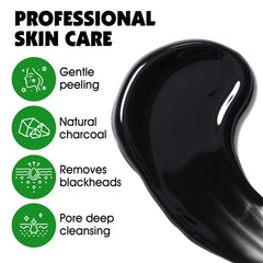 KONEUK mascarilla negra aplicada en el rostro, enfoque en nariz.