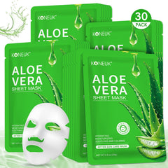 KONEUK mascarillas Aloe, paquete con treinta unidades para el cuidado diario.