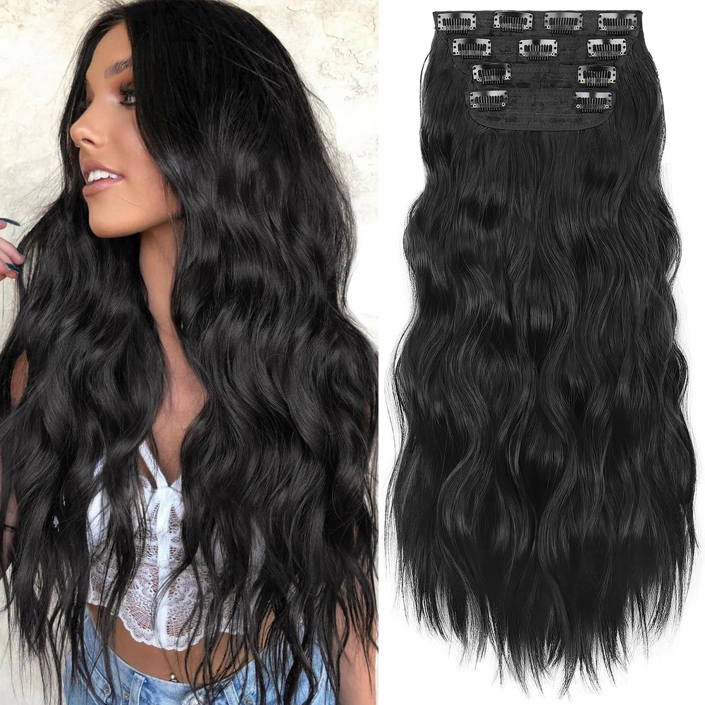 KooKaStyle clip-in extensions show long, wavy 24-inch hair for instant volume.