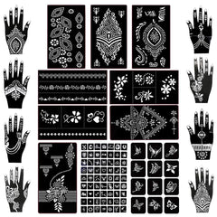 Koogel henna stencil featuring butterflies for festival-ready body art.