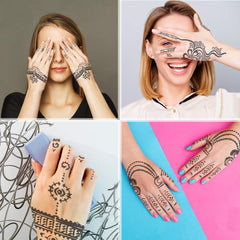 Koogel henna stencil set with roses and mandalas for bridal mehndi.
