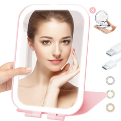 Koolstuffs Travel Mirror with Light front view, adjustable LEDs for precise makeup