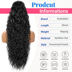 Koookastyle drawstring pony tail with two combs for secure fit
