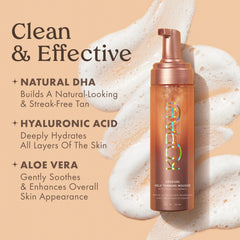 Kopari gradual self-tanning mousse delivers a smooth, streak-free finish for everyday glow