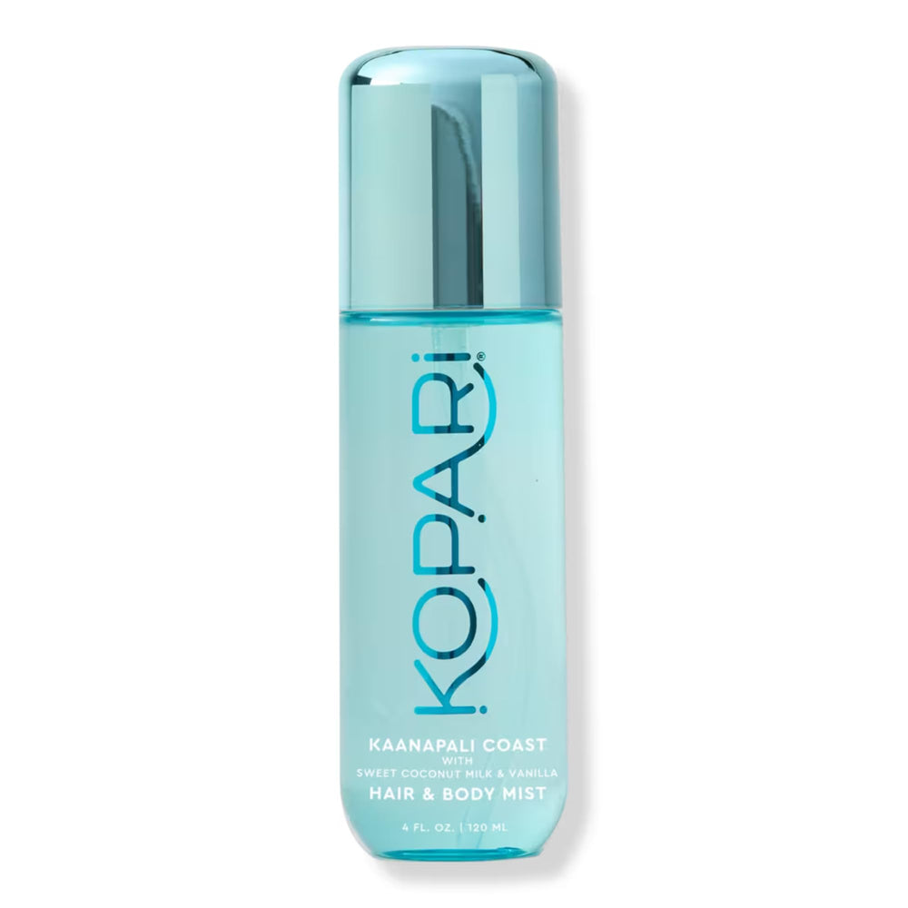 Kopari Kaanapali Coast bottle front shows creamy coconut fragrance for hair and skin
