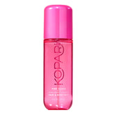Kopari Pink Guava Hair & Body Mist bottle close-up, tropical fragrance boost.