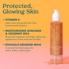Kopari Sun Shield Body Glow rose-gold shimmer highlights natural radiance