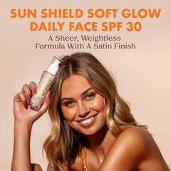 Close-up of Kopari Sun Shield Soft Glow gel texture for makeup-ready skin.