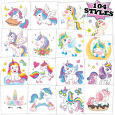 Kopokita 104pcs unicorn tattoos for kids' party fun and easy decoration