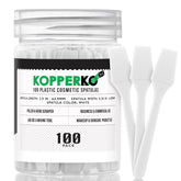 Kopperko mini spatula 100-pack white tip for precise, mess-free product extraction.