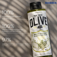 KORRES gel ducha aroma flor-de-olivo estimula los sentidos.