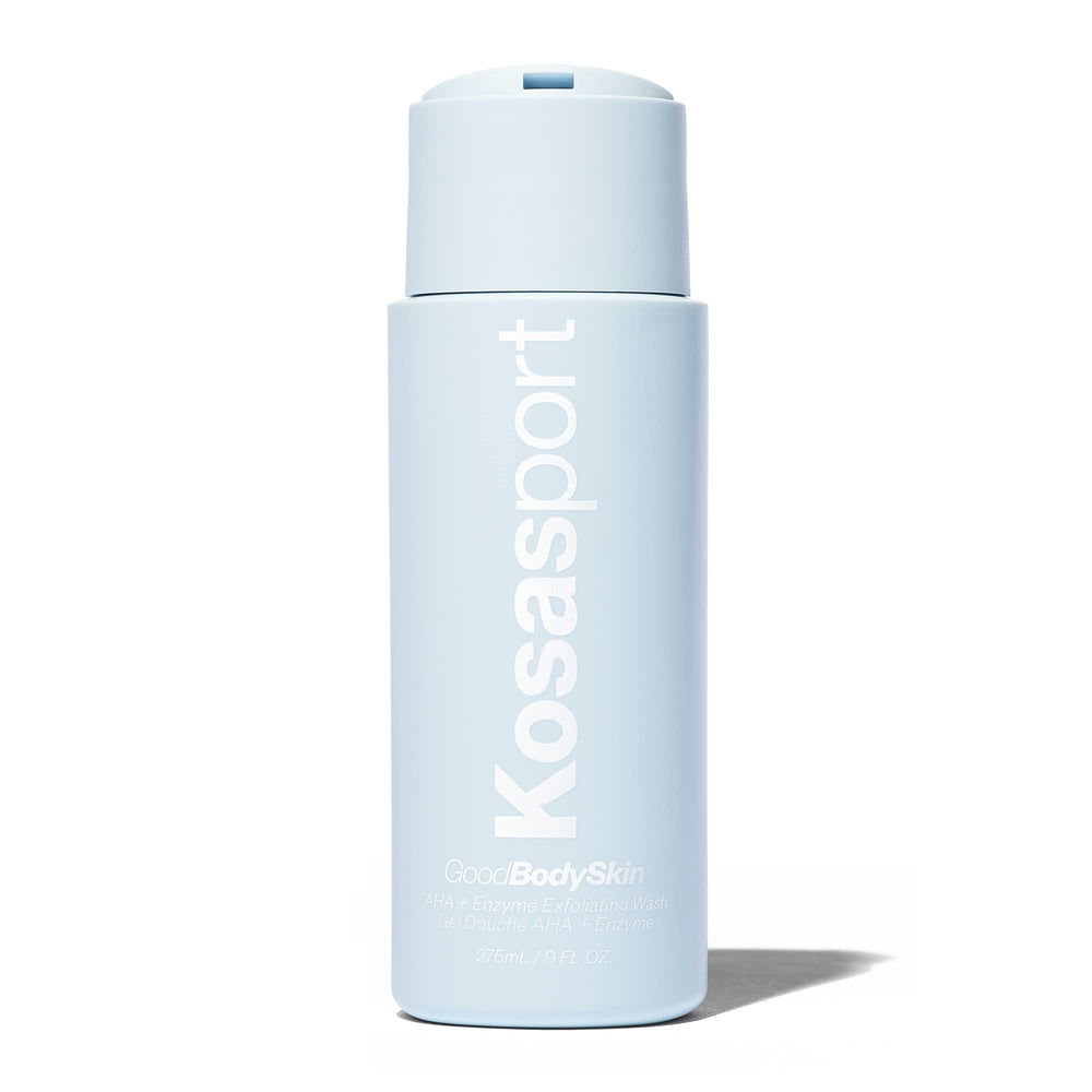 Kosas Kosasport Good Body Skin, gel exfoliante en botella, suaviza poros y textura.