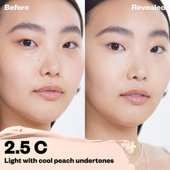 Kosas Revealer Concealer swatches demonstrate medium coverage for a natural finish.