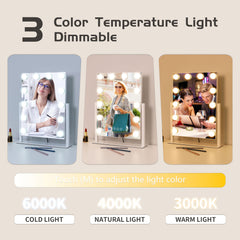 Kotdning vanity mirror offers three color lighting modes for accurate makeup.