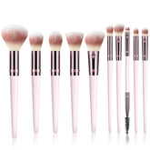 Koulate makeup brush set with 10 pink brushes for full-face makeup application.