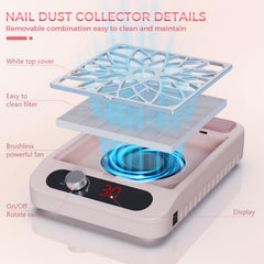Kouzitop Nail Dust Collector fits small workstations with a compact, portable design.