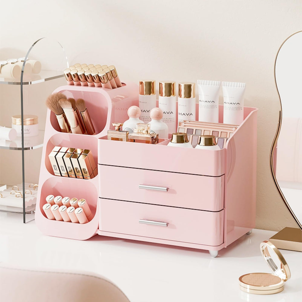 KQJS Makeup Organizer with clear acrylic drawers for easy access and visibility.