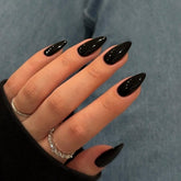 KQueenest 48-pcs black press-on nails in almond shape for a salon-style finish