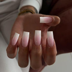 KQueenest Ombre Rosa: uñas postizas largas y cuadradas para un look Francesa duradero