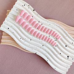 KQueenest short almond nails natural fit in a polished display.