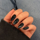 KQueenest Uñas Cat Eye negras, formato medio, brillo llamativo y fácil aplicación.