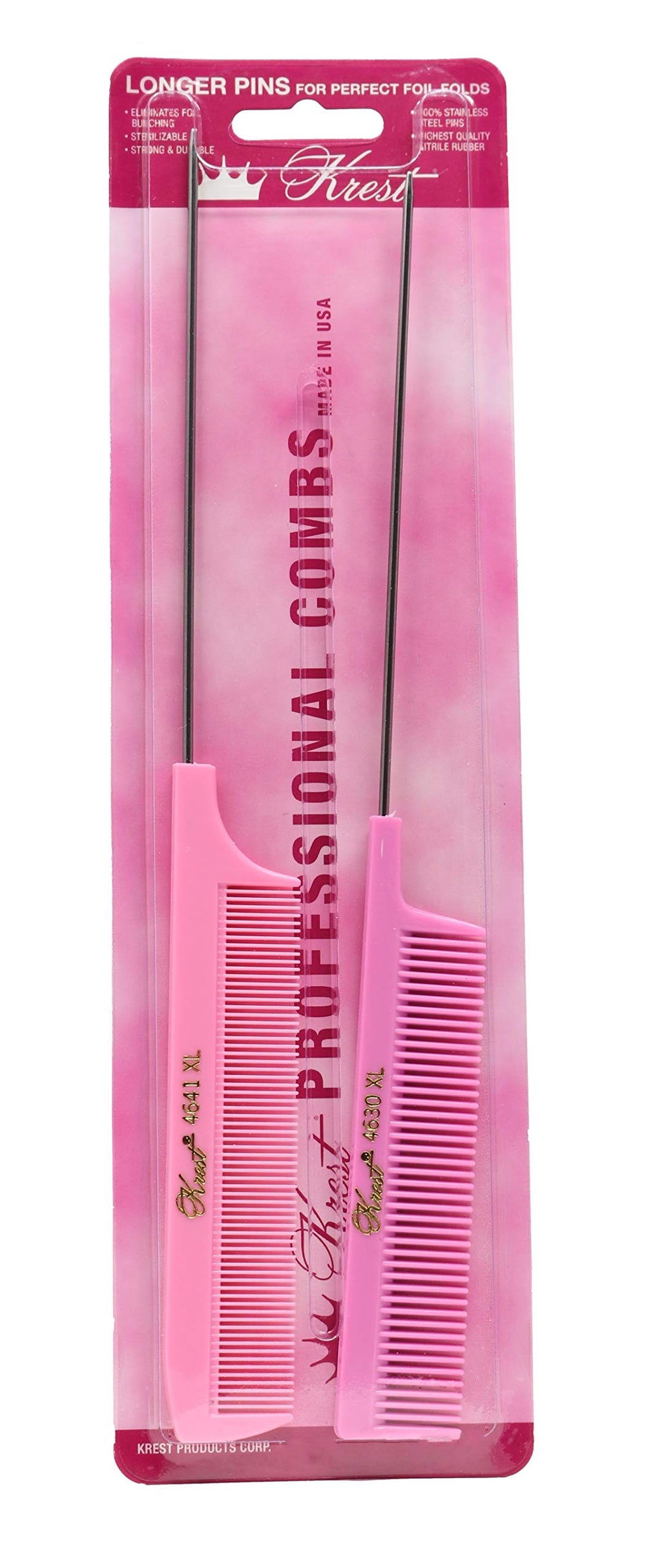 Krest Pintail pink weaving foiling combs for precise parting and smooth weaving results.