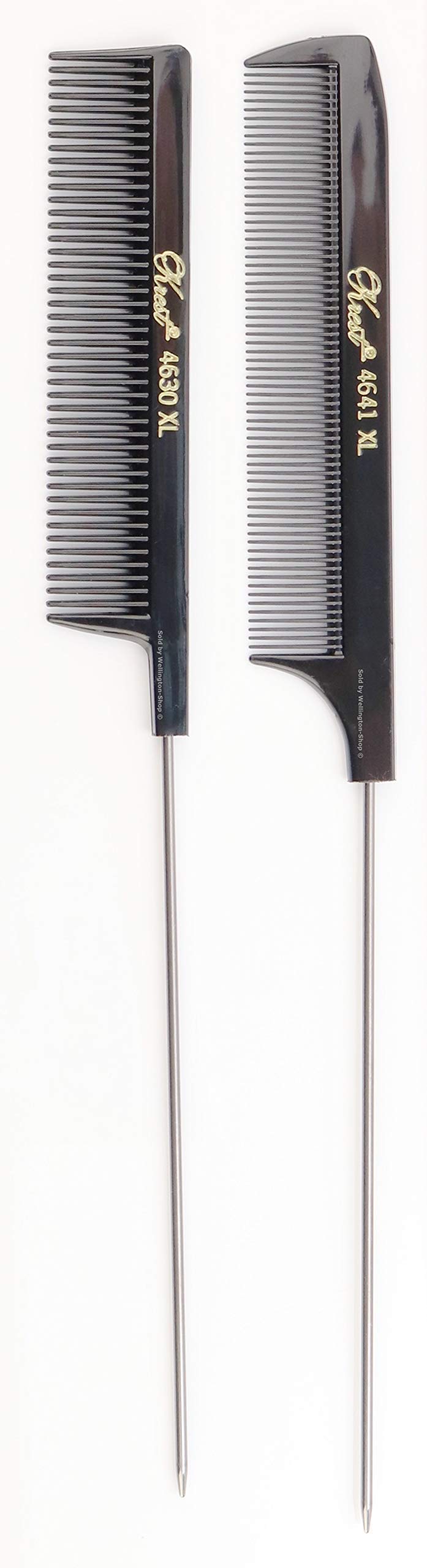 Krest Pintail combs weaving foiling fine-tooth rattail for precise separation and durable stainless pins.