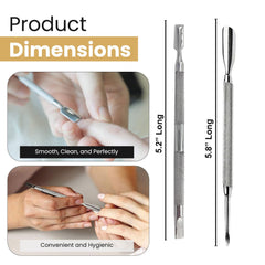 Krisp Beauty spoon-shaped cuticle pusher reaches tight spaces effectively.