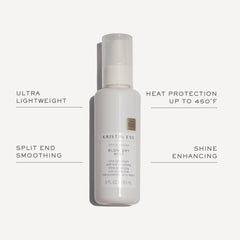 Kristin Ess: atomizador aplicando control del encrespamiento en el cabello.