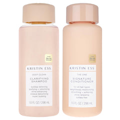 Kristin Ess Deep Clean Clarifying Shampoo and Conditioner bottles for removing buildup and refreshing hair