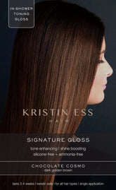 Kristin Ess Hair Gloss Chocolate Cosmo bottle pour boosts shine on color-treated hair