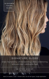 Kristin Ess Hair Gloss Winter Wheat bottle pour enhances cool blonde tones and shine