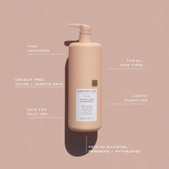 Creamy lather forms during use with Kristin Ess Hair One Signature Shampoo.