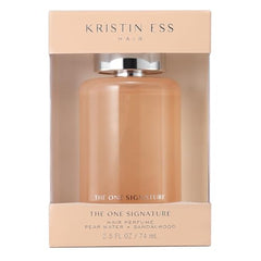Kristin Ess One Signature Hair Perfume spray bottle used for a midday hair refresh.