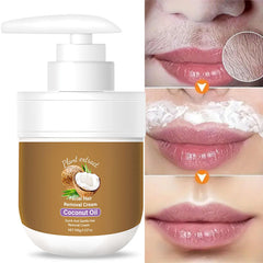 Krmspe coconut cream applied to chin for precise hair removal.