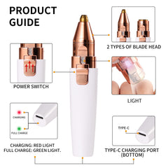 Kroaya eyebrow trimmer enables precise shaping with clean lines.
