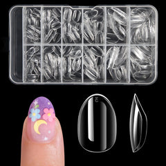 Krofaue almond kids nail tips in clear finish for precise DIY manicure