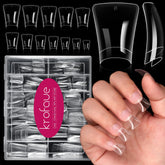 The krofaue duck nail tips box front display shows 240 pieces for versatile DIY manicures.