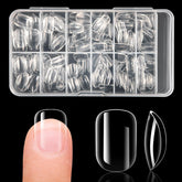 Krofaue Kids Fake Nails pack of oval clear tips for gentle, durable manicures.