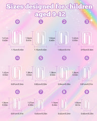 krofaue kids nail tips soft gel close-up showing gentle adhesion