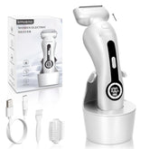 Krovena electric razor showing detachable head in a clean hand position for easy cleaning.