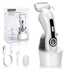 Krovena electric razor showing detachable head in a clean hand position for easy cleaning.