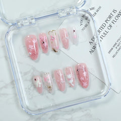 KRTBKR peach blossom nails packaging highlights a 30-piece set for versatile styles