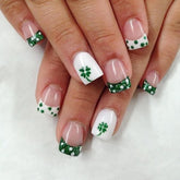 KRTBKR St Patrick's Day nails in short square with green glitter for festive manicure