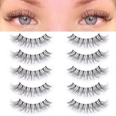 KSYOO long natural lashes with clear band in cat-eye D curl for seamless blend.