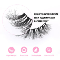KSYOO wispy 3D faux mink lashes offering soft volume and easy application