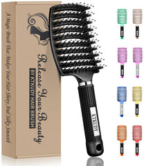 KTKUDY detangling brush with boar bristles for smoother, shinier hair