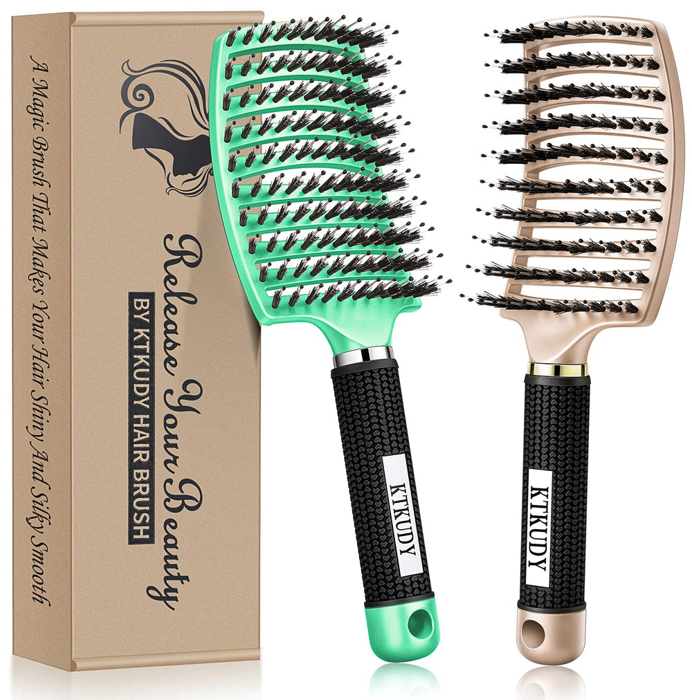 KTKUDY detangling brush demonstrates knot-removal for smooth detangling across hair types