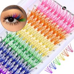 KUCKOW fairy colored lash clusters in rainbow hues for bold eye accents.
