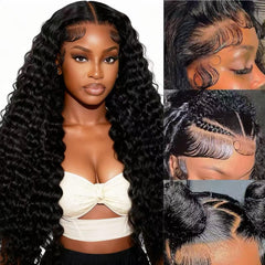 Kucmir 30-inch deep wave lace front wig front view showing natural fullness